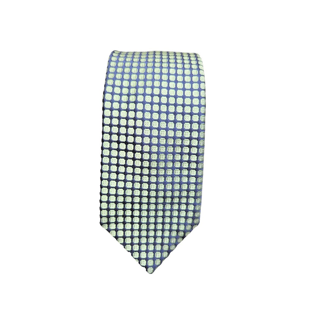 Peter Millar Hand Tailored Italian Fabric 100% Silk‎ Textured Tie Blue Green